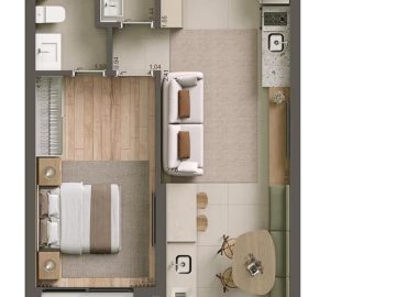 olanta 47m2 sala ampliada com varanda 