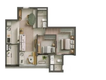 Planta 68m com intregrao Varanda Goumert